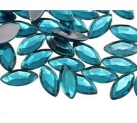 Allstarco 15x7mm Blue Aqua .QR Navette Flat Back Acrylic Rhinestones Marquise Gems for Crafts Horse Eye Costume Embelishments Card Making Jewels Jewelry Making Cosplay Jewels 40 Pieces