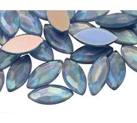 Allstarco 15x7mm Blue Sapphire Lite AB Navette Flat Back Acrylic Rhinestones Marquise Gems for Crafts Horse Eye Costume Embelishments Card Making Jewels Jewelry Making Cosplay Jewels 40 Pieces