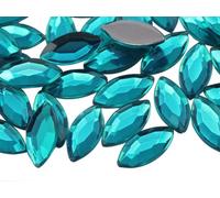 Allstarco 15x7mm Blue Zircon .BZ Navette Flat Back Acrylic Rhinestones Marquise Gems for Crafts Horse Eye Costume Embelishments Card Making Jewels Jewelry Making Cosplay Jewels 40 Pieces