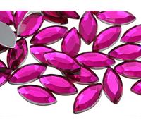 Allstarco 15x7mm Pink Fuchsia H108 Navette Flat Back Acrylic Rhinestones Marquise Gems for Crafts Horse Eye Costume Embelishments Card Making Jewels Jewelry Making Cosplay Jewels 40 Pieces