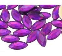 Allstarco 15x7mm Purple Amethyst Lite AB Navette Flat Back Acrylic Rhinestones Marquise Gems for Crafts Horse Eye Costume Embelishments Card Making Jewels Jewelry Making Cosplay Jewels 40 Pieces