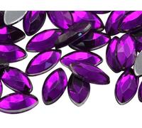 Allstarco 15x7mm Purple Amethyst .NAT02 Navette Flat Back Acrylic Rhinestones Marquise Gems for Crafts Horse Eye Costume Embelishments Card Making Jewels Jewelry Making Cosplay Jewels 40 Pieces