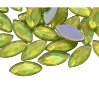 Allstarco 15x7mm Yellow Jonquil AB Navette Flat Back Acrylic Rhinestones Marquise Gems for Crafts Horse Eye Costume Embelishments Card Making Jewels Jewelry Making Cosplay Jewels 40 Pieces