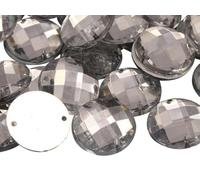 Allstarco 16mm Crystal Clear CH38 Flat Back Sew On Round Beads Acrylic Rhinestones Sewing Plastic Gems with Holes for Jewelry, Clothes, Garment Embelishments, Shoes, Cosplays, Crafts 40 Pieces