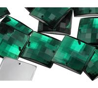 Allstarco 16mm Green Emerald CH18 Square Flat Back Sew On Beads for Crafts Plastic Acrylic Rhinestones with Holes for Sewing, Clothing Embelishments, Costume Cosplays 40 Pieces