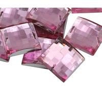Allstarco 18mm (23/32") Pink Light Square Sew-On Gems, 25 PCS