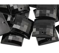 Allstarco 18mm Jet Black CH37 Square Flat Back Sew On Beads for Crafts Plastic Acrylic Rhinestones with Holes for Sewing, Clothing Embelishments, Costume Cosplays 25 Pieces