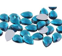 Allstarco 18x13mm Blue Aqua H122 Flat Back Teardrop Acrylic Rhinestones Plastic Gems for Jewelry Making Costume Jewels Cosplay Card Making Embelishments Crafts- 30 Pieces