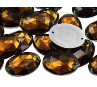 Allstarco 18x13mm Brown Smokey Topaz CH25 Flat Back Sew On Oval Beads Acrylic Rhinestones Sewing Plastic Gems with Holes for Jewelry, Clothes, Garment Embelishments, Shoes, Cosplays, Crafts 50 Pieces