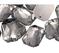 Allstarco 18x13mm Crystal Clear CH38 Flat Back Octagon Sew On Beads for Crafts Plastic Acrylic Rhinestones with Holes for Sewing, Clothing Embelishments, Costume Cosplays 50 Pieces