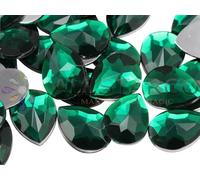 Allstarco 18x13mm Flat Back Teardrop Acrylic Rhinestones Plastic Gems for Jewelry Making Costume Jewels Cosplay Card Making Embelishments Crafts - 30 Pieces (Green Emerald H106)