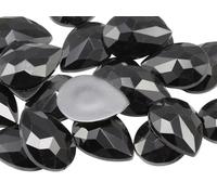 Allstarco 18x13mm Flat Back Teardrop Acrylic Rhinestones Plastic Gems for Jewelry Making Costume Jewels Cosplay Card Making Embelishments Crafts - 30 Pieces (Black Jet H101)
