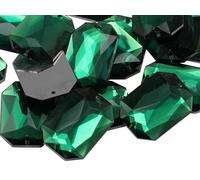 Allstarco 18x13mm Green Emerald CH18 Flat Back Octagon Sew On Beads for Crafts Plastic Acrylic Rhinestones with Holes for Sewing, Clothing Embelishments, Costume Cosplays 50 Pieces
