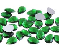 Allstarco 18x13mm Green Peridot H120 Flat Back Teardrop Acrylic Rhinestones Plastic Gems for Jewelry Making Costume Jewels Cosplay Card Making Embelishments Crafts- 30 Pieces