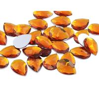 Allstarco 18x13mm Orange Hyacinth H125 Flat Back Teardrop Acrylic Rhinestones Plastic Gems for Jewelry Making Costume Jewels Cosplay Card Making Embelishments Crafts- 30 Pieces