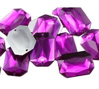 Allstarco 18x13mm Pink Fuchsia CH21 Flat Back Octagon Sew On Beads for Crafts Plastic Acrylic Rhinestones with Holes for Sewing, Clothing Embelishments, Costume Cosplays 50 Pieces