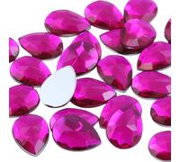 Allstarco 18x13mm Pink Fuchsia H108 Flat Back Teardrop Acrylic Rhinestones Plastic Gems for Jewelry Making Costume Jewels Cosplay Card Making Embelishments Crafts- 30 Pieces