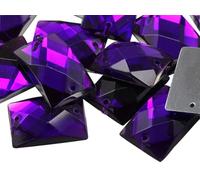 Allstarco 18x13mm Purple Amethyst CH05 Flat Back Rectangle Sew On Beads for Crafts Plastic Acrylic Rhinestones with Holes for Sewing, Clothing Embelishments, Costume Cosplays 45 Pieces