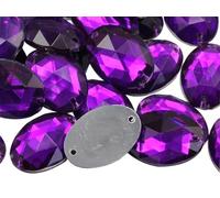 Allstarco 18x13mm Purple Amethyst CH05 Flat Back Sew On Oval Beads Acrylic Rhinestones Sewing Plastic Gems with Holes for Jewelry, Clothes, Garment Embelishments, Shoes, Cosplays, Crafts 50 Pieces