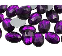 Allstarco 18x13mm Purple Amethyst .NAT02 Flat Back Oval Acrylic Rhinestones Plastic Costume Gems Cosplay Embelishments Decorations - 35 Pieces