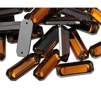 Allstarco 19x7mm Brown Smokey Topaz CH25 Flat Back Sew On Rectangle Baguette Beads Acrylic Rhinestones Sewing Plastic Gems with Holes for Jewelry, Clothes Embelishments, Shoes, Cosplay Crafts 50 Pcs