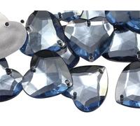 Allstarco 20mm Blue Sapphire Lt CH02 Flat Back Sew On Heart Rhinestones Beads for Crafts Plastic Acrylic Gems with Holes for Sewing, Clothing Embelishments, Costume Cosplays - 25 Pieces