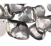 Allstarco 20mm Crystal Clear CH38 Flat Back Sew On Heart Rhinestones Beads for Crafts Plastic Acrylic Gems with Holes for Sewing, Clothing Embelishments, Costume Cosplays - 25 Pieces