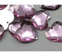 Allstarco 20mm Pink Lt CH13 Flat Back Sew On Heart Rhinestones Beads for Crafts Plastic Acrylic Gems with Holes for Sewing, Clothing Embelishments, Costume Cosplays - 25 Pieces