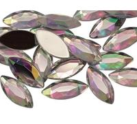 Allstarco 20x9mm Crystal_AB A01 Navette Flat Back Acrylic Rhinestones Marquise Gems for Crafts Horse Eye Costume Embelishments Card Making Jewels Jewelry Making Cosplay Jewels - 25 Pieces