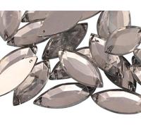 Allstarco 20x9mm Crystal Clear CH38 Navette Flat Back Sew On Beads for Crafts Plastic Acrylic Rhinestones with Holes for Sewing, Clothing Embelishments, Costume Cosplays 50 Pieces