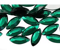 Allstarco 20x9mm Emerald A10 Navette Flat Back Acrylic Rhinestones Marquise Gems for Crafts Horse Eye Costume Embelishments Card Making Jewels Jewelry Making Cosplay Jewels - 25 Pieces