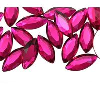 Allstarco 20x9mm Fuchsia A27 Navette Flat Back Acrylic Rhinestones Marquise Gems for Crafts Horse Eye Costume Embelishments Card Making Jewels Jewelry Making Cosplay Jewels - 25 Pieces