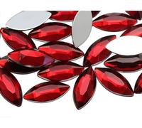 Allstarco 20x9mm Navette Flat Back Acrylic Rhinestones Marquise Gems for Crafts Horse Eye Costume Embelishments Card Making Jewels Jewelry Making Cosplay Jewels - 25 Pieces (Red Ruby H103)
