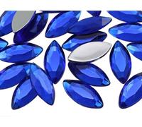 Allstarco 20x9mm Sapphire A09 Navette Flat Back Acrylic Rhinestones Marquise Gems for Crafts Horse Eye Costume Embelishments Card Making Jewels Jewelry Making Cosplay Jewels - 25 Pieces