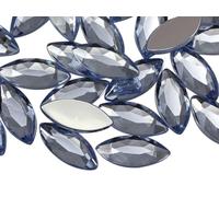Allstarco 20x9mm Sapphire Lt. A32 Navette Flat Back Acrylic Rhinestones Marquise Gems for Crafts Horse Eye Costume Embelishments Card Making Jewels Jewelry Making Cosplay Jewels - 25 Pieces
