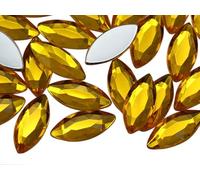 Allstarco 20x9mm Topaz A02 Navette Flat Back Acrylic Rhinestones Marquise Gems for Crafts Horse Eye Costume Embelishments Card Making Jewels Jewelry Making Cosplay Jewels - 25 Pieces
