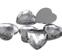 Allstarco 25mm Crystal H102 Flat Back Heart Acrylic Rhinestones 1 Inch Costume Plastic Gems Cosplay Jewels for Valentine's Party - 18 Pieces
