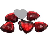 Allstarco 25mm Ruby H103 Flat Back Heart Acrylic Rhinestones 1 Inch Costume Plastic Gems Cosplay Jewels for Valentine's Party - 18 Pieces