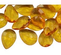 Allstarco 25x18mm Amber CH16 Teardrop Acrylic Pirate Treasure Gems Plastic Jewels For Party & Games, Table Scatter, Vase Fillers, Wedding Decor Gemstones Favors - 40 Pieces