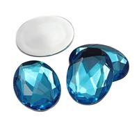 Allstarco 25x18mm Blue Aqua H109 1" Large Flat Back Oval Acrylic Rhinestones Cosplay Gems Plastic Jewels Embelishments DIY Crafts 20 Pcs