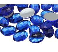 Allstarco 25x18mm Blue Sapphire H104 1" Large Flat Back Oval Acrylic Rhinestones Cosplay Gems Plastic Jewels Embelishments DIY Crafts - 20 Pieces
