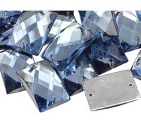 Allstarco 25x18mm Blue Sapphire Lt. CH02 Flat Back Rectangle Sew On Beads for Crafts Plastic Acrylic Rhinestones with Holes for Sewing, Clothing Embelishments, Costume Cosplays 18 Pieces