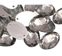 Allstarco 25x18mm Crystal Clear CH38 Flat Back Sew On Oval Beads Acrylic Rhinestones Sewing Plastic Gems with Holes for Jewelry, Clothes, Garment Embelishments, Shoes, Cosplays, Crafts 20 Pieces