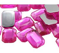 Allstarco 25x18mm Flat Back Octagon Acrylic Rhinestones Plastic Gems for Jewelry Making Costume Jewels Cosplay Embelishments Crafts - 15 Pieces (Pink JG03)