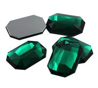Allstarco 25x18mm Flat Back Octagon Acrylic Rhinestones Plastic Gems for Jewelry Making Costume Jewels Cosplay Embelishments Crafts - 15 Pieces (Green Emerald H106)