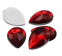 Allstarco 25x18mm Flat Back Teardrop Acrylic Rhinestones Plastic Gems for Jewelry Making Costume Jewels Cosplay Card Making Embelishments Decor Crafts - 20 Pieces (Red Ruby H103)