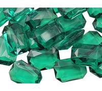 Allstarco 25x18mm Green CH18 Octagon Acrylic Pirate Treasure Gems Plastic Jewels For Party & Games, Table Scatter, Vase Fillers, Wedding Decor Gemstones Favors - 40 Pieces