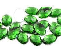 Allstarco 25x18mm Green Peridot H120 1" Large Flat Back Oval Acrylic Rhinestones Cosplay Gems Plastic Jewels Embelishments DIY Crafts - 20 Pieces