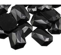 Allstarco 25x18mm Jet Black CH37 Flat Back Octagon Sew On Beads for Crafts Plastic Acrylic Rhinestones with Holes for Sewing, Clothing Embelishments, Costume Cosplays 20 Pieces