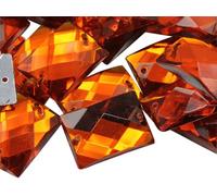 Allstarco 25x18mm Orange Hyacinth CH08 Flat Back Rectangle Sew On Beads for Crafts Plastic Acrylic Rhinestones with Holes for Sewing, Clothing Embelishments, Costume Cosplays 18 Pieces